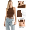image:imageMANGOPOP Womens Boat Neck Tank Top Bodysuit Double Lined Sleeveless Cami Body Suit Going Out Adjustable Spaghetti Strap TopsCoffee
