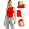 image:imageMANGOPOP Womens Boat Neck Tank Top Bodysuit Double Lined Sleeveless Cami Body Suit Going Out Adjustable Spaghetti Strap TopsRed