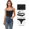 image:imageMANGOPOP Womens Cami Thong Bodysuit Double Lined Square Neck Backless Body Suit Adjustable Spaghetti Strap Tank Tops01black