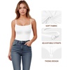 image:imageMANGOPOP Womens Cami Thong Bodysuit Double Lined Square Neck Backless Body Suit Adjustable Spaghetti Strap Tank Tops02white