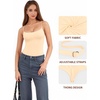 image:imageMANGOPOP Womens Cami Thong Bodysuit Double Lined Square Neck Backless Body Suit Adjustable Spaghetti Strap Tank TopsBeige Apricot