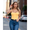 image:imageMANGOPOP Womens Cami Thong Bodysuit Double Lined Square Neck Backless Body Suit Adjustable Spaghetti Strap Tank TopsBright Yellow