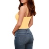image:imageMANGOPOP Womens Cami Thong Bodysuit Double Lined Square Neck Backless Body Suit Adjustable Spaghetti Strap Tank TopsBright Yellow