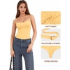 image:imageMANGOPOP Womens Cami Thong Bodysuit Double Lined Square Neck Backless Body Suit Adjustable Spaghetti Strap Tank TopsBright Yellow