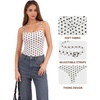 image:imageMANGOPOP Womens Cami Thong Bodysuit Double Lined Square Neck Backless Body Suit Adjustable Spaghetti Strap Tank TopsPolka Dot Print