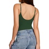 image:imageMANGOPOP Womens Cami Thong Double Lined Bodysuit Scoop Neck Backless Body Suit Sexy Adjustable Spaghetti Strap Tank Top 2026Deep Green