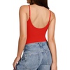 image:imageMANGOPOP Womens Cami Thong Double Lined Bodysuit Scoop Neck Backless Body Suit Sexy Adjustable Spaghetti Strap Tank Top 2026Red