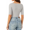 image:imageMANGOPOP Womens Half Sleeve Boat Neck Bodysuit 34 Sleeve Body Suit Fitted Going Out Tops 2026Light Grey