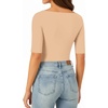 image:imageMANGOPOP Womens Half Sleeve Boat Neck Bodysuit 34 Sleeve Body Suit Fitted Going Out Tops 2026Nude
