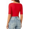 image:imageMANGOPOP Womens Half Sleeve Boat Neck Bodysuit 34 Sleeve Body Suit Fitted Going Out Tops 2026Red