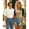 image:imageMANGOPOP Womens Half Sleeve Crew Neck Bodysuit 34 Sleeve Body Suit Slim Fit Going Out Tops04 Blackapricot Raglan