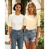 image:imageMANGOPOP Womens Half Sleeve Crew Neck Bodysuit 34 Sleeve Body Suit Slim Fit Going Out TopsBeige Gray