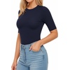 image:imageMANGOPOP Womens Half Sleeve Crew Neck Bodysuit 34 Sleeve Body Suit Slim Fit Going Out TopsBlue