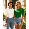 image:imageMANGOPOP Womens Half Sleeve Crew Neck Bodysuit 34 Sleeve Body Suit Slim Fit Going Out TopsGreen