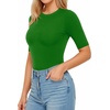 image:imageMANGOPOP Womens Half Sleeve Crew Neck Bodysuit 34 Sleeve Body Suit Slim Fit Going Out TopsGreen
