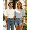 image:imageMANGOPOP Womens Half Sleeve Crew Neck Bodysuit 34 Sleeve Body Suit Slim Fit Going Out TopsLight Grey