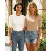 image:imageMANGOPOP Womens Half Sleeve Crew Neck Bodysuit 34 Sleeve Body Suit Slim Fit Going Out TopsNude
