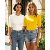 image:imageMANGOPOP Womens Half Sleeve Crew Neck Bodysuit 34 Sleeve Body Suit Slim Fit Going Out TopsYellow
