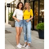 image:imageMANGOPOP Womens Half Sleeve Crew Neck Bodysuit 34 Sleeve Body Suit Slim Fit Going Out TopsYellow