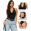 image:imageMANGOPOP Womens Halter Cowl Neck Backless Bodysuit Sexy Sleeveless Double Lined Open Back Body Suits Going Out Tops 202601 Black