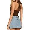 image:imageMANGOPOP Womens Halter Cowl Neck Backless Bodysuit Sexy Sleeveless Double Lined Open Back Body Suits Going Out Tops 2026Coffee