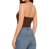 image:imageMANGOPOP Womens Halter Spaghetti Strap Tank Top Bodysuit Double Lined Thong Body Suits Going Out Cami TopsCoffee