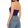 image:imageMANGOPOP Womens Halter Spaghetti Strap Tank Top Bodysuit Double Lined Thong Body Suits Going Out Cami TopsNavy Blue