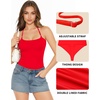 image:imageMANGOPOP Womens Halter Spaghetti Strap Tank Top Bodysuit Double Lined Thong Body Suits Going Out Cami TopsRed