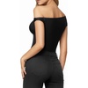 image:imageMANGOPOP Womens Off The Shoulder Double Lined Bodysuit Versatile Thong Body Suit Going Out Summer Trendy Tops01 Black