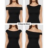 image:imageMANGOPOP Womens Off The Shoulder Double Lined Bodysuit Versatile Thong Body Suit Going Out Summer Trendy Tops01 Black