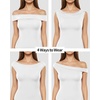 image:imageMANGOPOP Womens Off The Shoulder Double Lined Bodysuit Versatile Thong Body Suit Going Out Summer Trendy Tops02 White