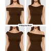 image:imageMANGOPOP Womens Off The Shoulder Double Lined Bodysuit Versatile Thong Body Suit Going Out Summer Trendy TopsCoffee