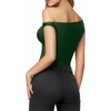 image:imageMANGOPOP Womens Off The Shoulder Double Lined Bodysuit Versatile Thong Body Suit Going Out Summer Trendy TopsDeep Green