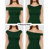image:imageMANGOPOP Womens Off The Shoulder Double Lined Bodysuit Versatile Thong Body Suit Going Out Summer Trendy TopsDeep Green