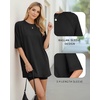 image:imageMANGOPOP Womens Oversized Tshirts Crew Neck Raglan Half 34 Elbow Sleeve Tops Summer Casual Loose Tee Going Out Trendy 2026Black