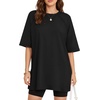 image:imageMANGOPOP Womens Oversized Tshirts Crew Neck Raglan Half 34 Elbow Sleeve Tops Summer Casual Loose Tee Going Out Trendy 2026Black