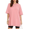 image:imageMANGOPOP Womens Oversized Tshirts Crew Neck Raglan Half 34 Elbow Sleeve Tops Summer Casual Loose Tee Going Out Trendy 2026Bright Pink