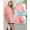 image:imageMANGOPOP Womens Oversized Tshirts Crew Neck Raglan Half 34 Elbow Sleeve Tops Summer Casual Loose Tee Going Out Trendy 2026Bright Pink