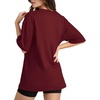 image:imageMANGOPOP Womens Oversized Tshirts Crew Neck Raglan Half 34 Elbow Sleeve Tops Summer Casual Loose Tee Going Out Trendy 2026Burgundy