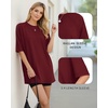 image:imageMANGOPOP Womens Oversized Tshirts Crew Neck Raglan Half 34 Elbow Sleeve Tops Summer Casual Loose Tee Going Out Trendy 2026Burgundy