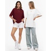 image:imageMANGOPOP Womens Oversized Tshirts Crew Neck Raglan Half 34 Elbow Sleeve Tops Summer Casual Loose Tee Going Out Trendy 2026Burgundy