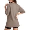 image:imageMANGOPOP Womens Oversized Tshirts Crew Neck Raglan Half 34 Elbow Sleeve Tops Summer Casual Loose Tee Going Out Trendy 2026Chestnut Brown