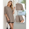 image:imageMANGOPOP Womens Oversized Tshirts Crew Neck Raglan Half 34 Elbow Sleeve Tops Summer Casual Loose Tee Going Out Trendy 2026Chestnut Brown