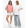 image:imageMANGOPOP Womens Oversized Tshirts Crew Neck Raglan Half 34 Elbow Sleeve Tops Summer Casual Loose Tee Going Out Trendy 2026White
