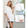 image:imageMANGOPOP Womens Oversized Tshirts Crew Neck Raglan Half 34 Elbow Sleeve Tops Summer Casual Loose Tee Going Out Trendy 2026White