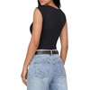 image:imageMANGOPOP Womens Sleeveless Twist Knot Asymmetrical Bodysuit Double Lined Sexy Thong Body Suit Top 202601 Black