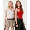 image:imageMANGOPOP Womens Sleeveless Twist Knot Asymmetrical Bodysuit Double Lined Sexy Thong Body Suit Top 202602 White