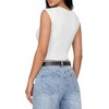 image:imageMANGOPOP Womens Sleeveless Twist Knot Asymmetrical Bodysuit Double Lined Sexy Thong Body Suit Top 202602 White
