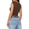 image:imageMANGOPOP Womens Sleeveless Twist Knot Asymmetrical Bodysuit Double Lined Sexy Thong Body Suit Top 2026Coffee