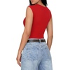 image:imageMANGOPOP Womens Sleeveless Twist Knot Asymmetrical Bodysuit Double Lined Sexy Thong Body Suit Top 2026Red